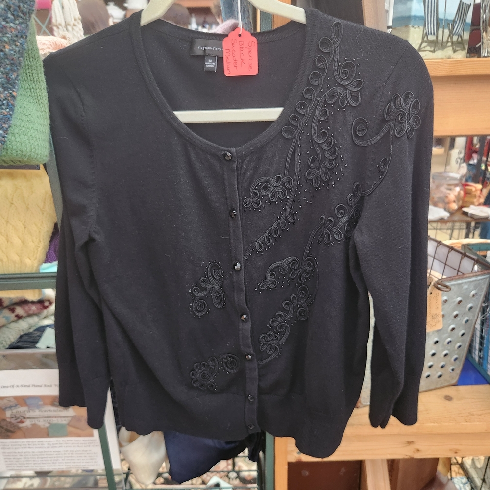 Spencer's Black Embroidered Cardigan